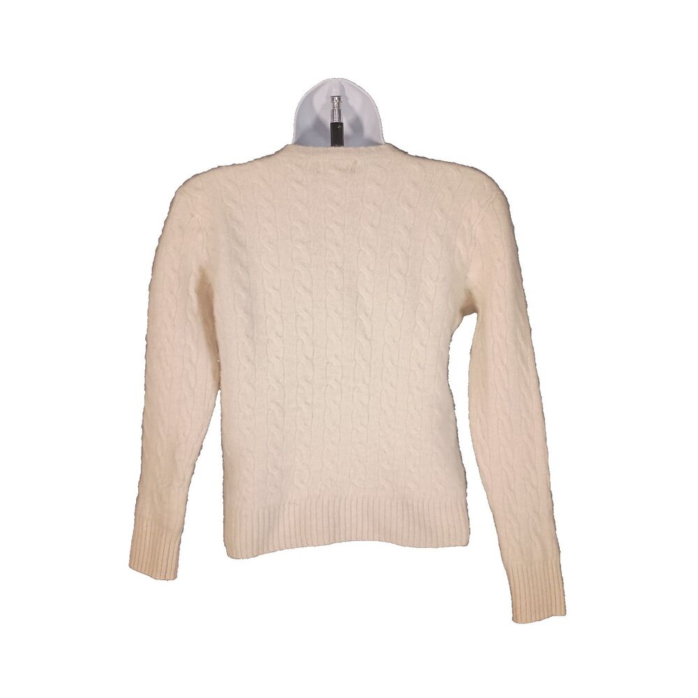 Polo Ralph Lauren Cable Sweater White Wool Cashmere Womens Medium - Picture 3 of 5